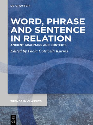 cover image of Word, Phrase, and Sentence in Relation